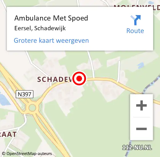 Locatie op kaart van de 112 melding: Ambulance Met Spoed Naar Eersel, Schadewijk op 5 augustus 2018 14:34
