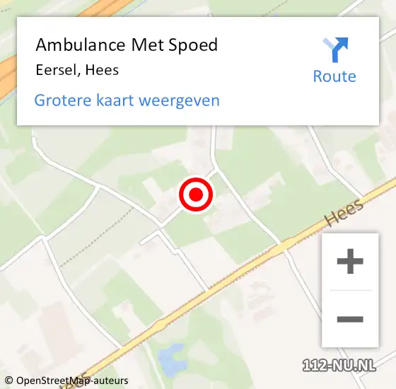 Locatie op kaart van de 112 melding: Ambulance Met Spoed Naar Eersel, Hees op 6 augustus 2018 02:42