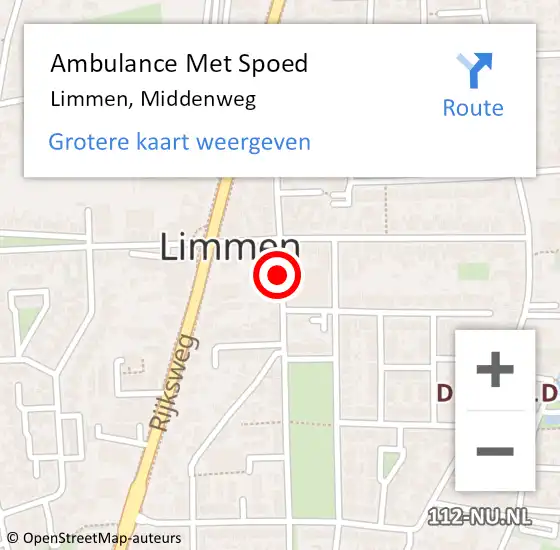 Locatie op kaart van de 112 melding: Ambulance Met Spoed Naar Limmen, Middenweg op 6 augustus 2018 04:21