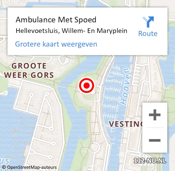 Locatie op kaart van de 112 melding: Ambulance Met Spoed Naar Hellevoetsluis, Willem- En Maryplein op 6 augustus 2018 04:28