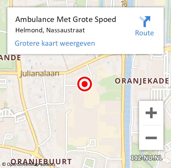 Locatie op kaart van de 112 melding: Ambulance Met Grote Spoed Naar Helmond, Nassaustraat op 6 augustus 2018 09:27