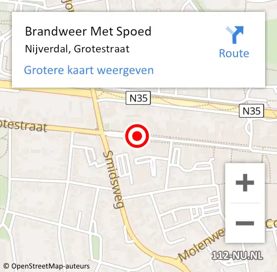 Locatie op kaart van de 112 melding: Brandweer Met Spoed Naar Nijverdal, Grotestraat op 6 augustus 2018 10:22