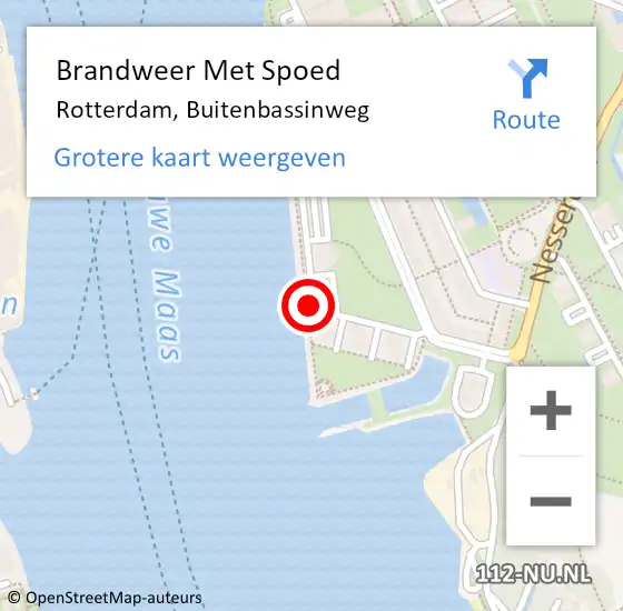 Locatie op kaart van de 112 melding: Brandweer Met Spoed Naar Rotterdam, Buitenbassinweg op 6 augustus 2018 15:07