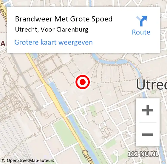 Locatie op kaart van de 112 melding: Brandweer Met Grote Spoed Naar Utrecht, Voor Clarenburg op 6 augustus 2018 15:29