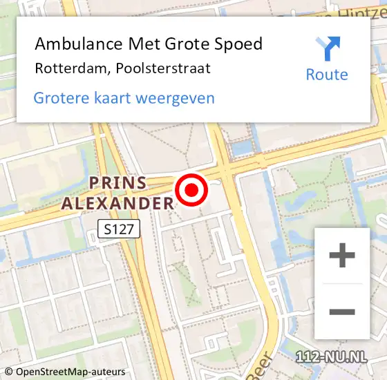 Locatie op kaart van de 112 melding: Ambulance Met Grote Spoed Naar Rotterdam, Poolsterstraat op 6 augustus 2018 16:47