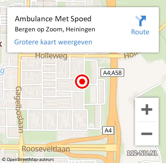 Locatie op kaart van de 112 melding: Ambulance Met Spoed Naar Bergen op Zoom, Heiningen op 6 augustus 2018 18:16