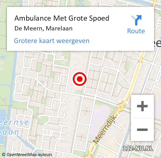 Locatie op kaart van de 112 melding: Ambulance Met Grote Spoed Naar De Meern, Marelaan op 6 augustus 2018 18:26