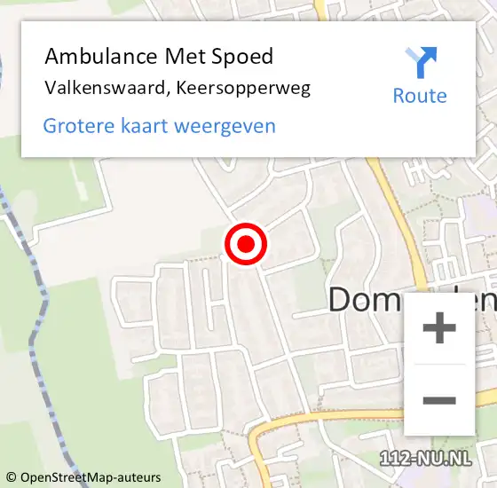 Locatie op kaart van de 112 melding: Ambulance Met Spoed Naar Valkenswaard, Keersopperweg op 6 augustus 2018 19:07