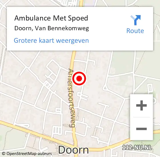 Locatie op kaart van de 112 melding: Ambulance Met Spoed Naar Doorn, Van Bennekomweg op 6 augustus 2018 20:43