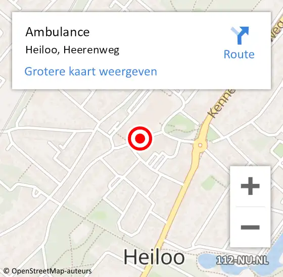 Locatie op kaart van de 112 melding: Ambulance Heiloo, Heerenweg op 7 augustus 2018 15:15