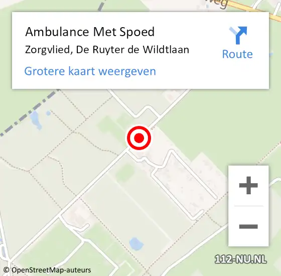 Locatie op kaart van de 112 melding: Ambulance Met Spoed Naar Zorgvlied, De Ruyter de Wildtlaan op 7 augustus 2018 15:46