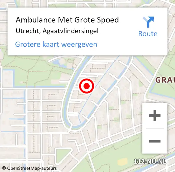 Locatie op kaart van de 112 melding: Ambulance Met Grote Spoed Naar Utrecht, Agaatvlindersingel op 7 augustus 2018 17:12