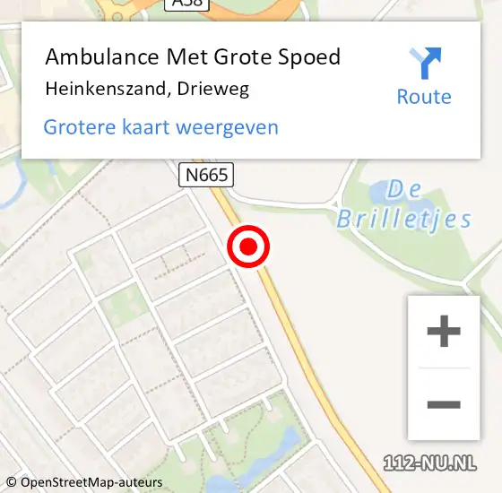 Locatie op kaart van de 112 melding: Ambulance Met Grote Spoed Naar Heinkenszand, Drieweg op 7 augustus 2018 17:42