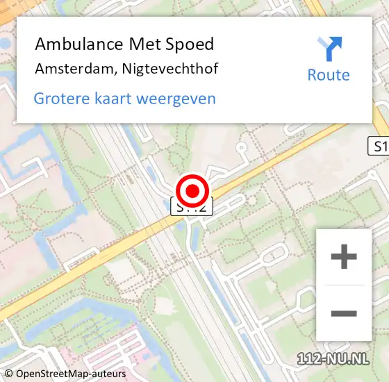 Locatie op kaart van de 112 melding: Ambulance Met Spoed Naar Amsterdam, Nigtevechthof op 7 augustus 2018 20:16