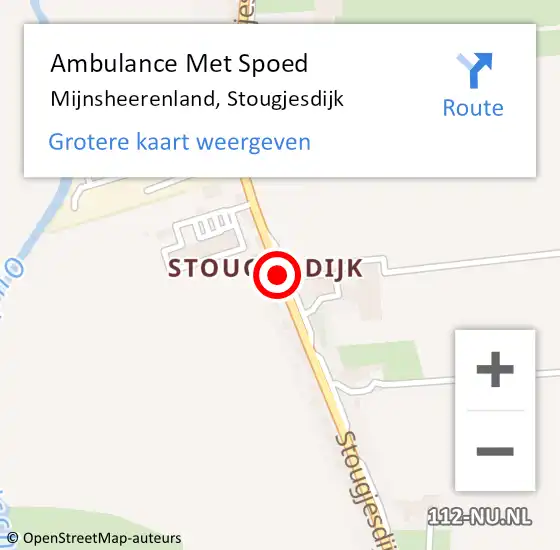Locatie op kaart van de 112 melding: Ambulance Met Spoed Naar Mijnsheerenland, Stougjesdijk op 7 augustus 2018 22:44