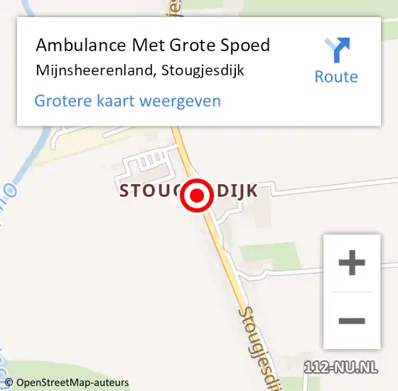 Locatie op kaart van de 112 melding: Ambulance Met Grote Spoed Naar Mijnsheerenland, Stougjesdijk op 7 augustus 2018 22:45