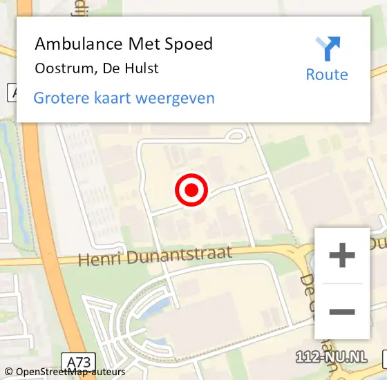Locatie op kaart van de 112 melding: Ambulance Met Spoed Naar Oostrum, De Hulst op 5 maart 2014 12:36