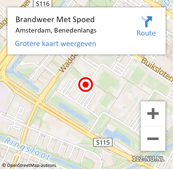 Locatie op kaart van de 112 melding: Brandweer Met Spoed Naar Amsterdam, Benedenlangs op 7 augustus 2018 23:18