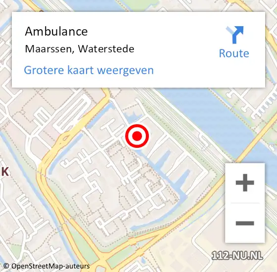Locatie op kaart van de 112 melding: Ambulance Maarssen, Waterstede op 7 augustus 2018 23:28