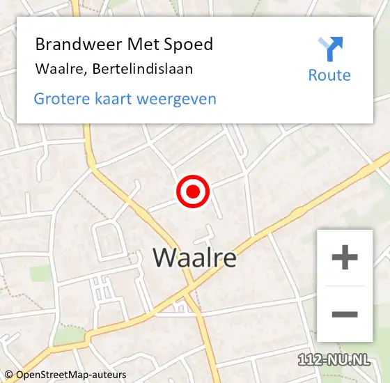 Locatie op kaart van de 112 melding: Brandweer Met Spoed Naar Waalre, Bertelindislaan op 8 augustus 2018 01:09