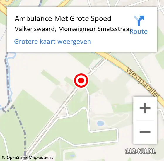 Locatie op kaart van de 112 melding: Ambulance Met Grote Spoed Naar Valkenswaard, Monseigneur Smetsstraat op 8 augustus 2018 08:45