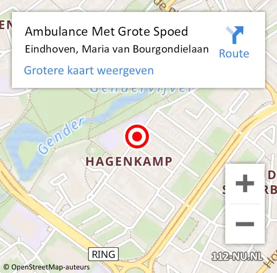Locatie op kaart van de 112 melding: Ambulance Met Grote Spoed Naar Eindhoven, Maria van Bourgondielaan op 8 augustus 2018 09:57