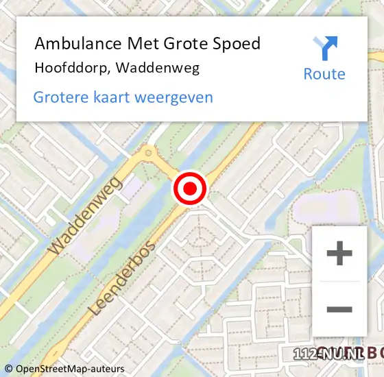 Locatie op kaart van de 112 melding: Ambulance Met Grote Spoed Naar Hoofddorp, Waddenweg op 8 augustus 2018 10:31