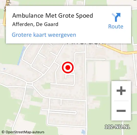 Locatie op kaart van de 112 melding: Ambulance Met Grote Spoed Naar Afferden, De Gaard op 8 augustus 2018 10:58