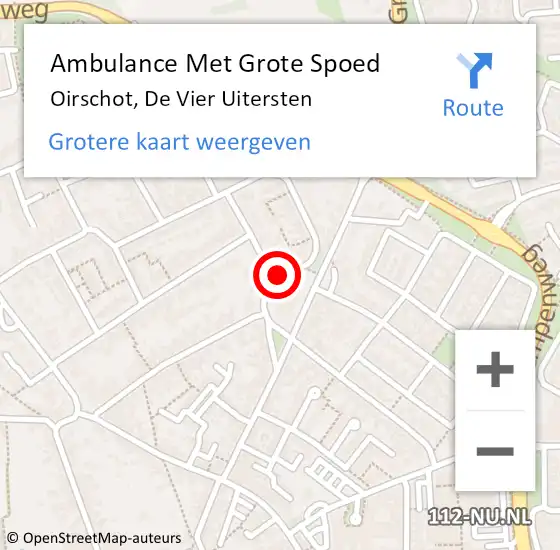 Locatie op kaart van de 112 melding: Ambulance Met Grote Spoed Naar Oirschot, De Vier Uitersten op 9 augustus 2018 10:21