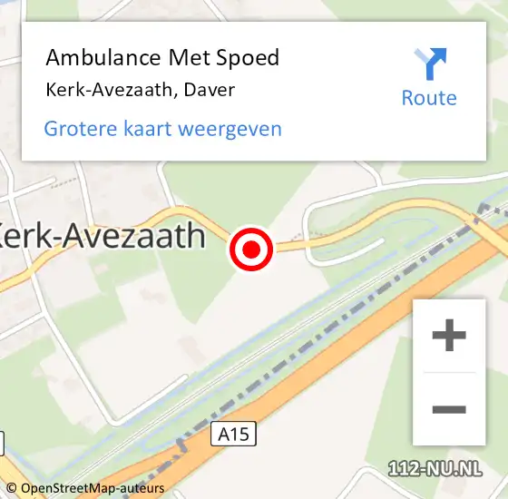 Locatie op kaart van de 112 melding: Ambulance Met Spoed Naar Kerk-Avezaath, Daver op 9 augustus 2018 12:15