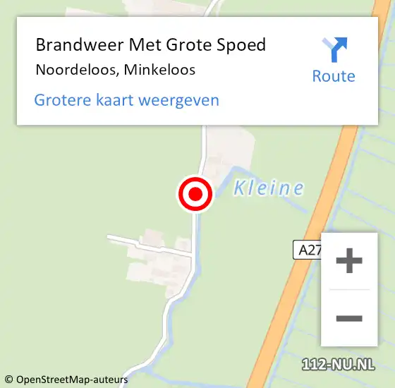 Locatie op kaart van de 112 melding: Brandweer Met Grote Spoed Naar Noordeloos, Minkeloos op 9 augustus 2018 12:21