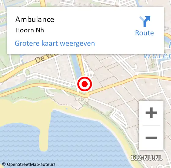 Locatie op kaart van de 112 melding: Ambulance Hoorn Nh op 9 augustus 2018 16:16