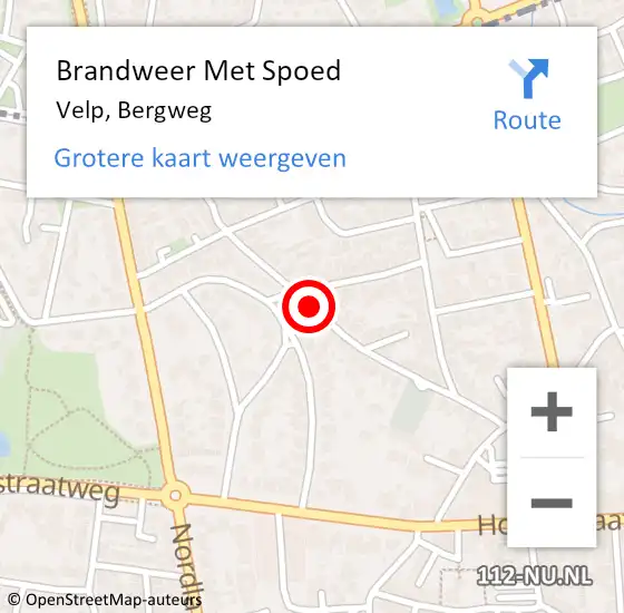 Locatie op kaart van de 112 melding: Brandweer Met Spoed Naar Velp, Bergweg op 9 augustus 2018 20:06