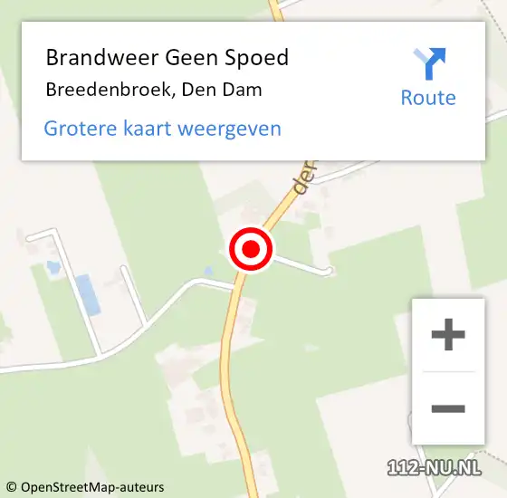 Locatie op kaart van de 112 melding: Brandweer Geen Spoed Naar Breedenbroek, Den Dam op 10 augustus 2018 09:34