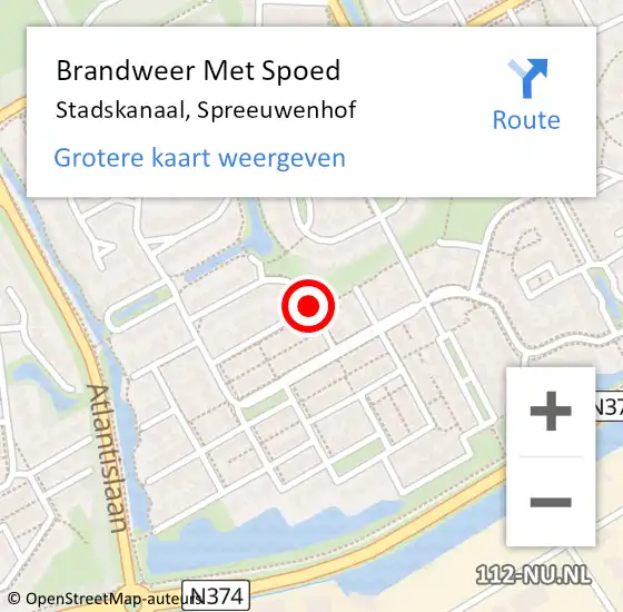 Locatie op kaart van de 112 melding: Brandweer Met Spoed Naar Stadskanaal, Spreeuwenhof op 10 augustus 2018 12:56