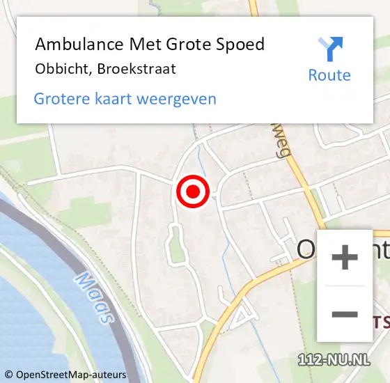 Locatie op kaart van de 112 melding: Ambulance Met Grote Spoed Naar Obbicht, Broekstraat op 5 maart 2014 16:15