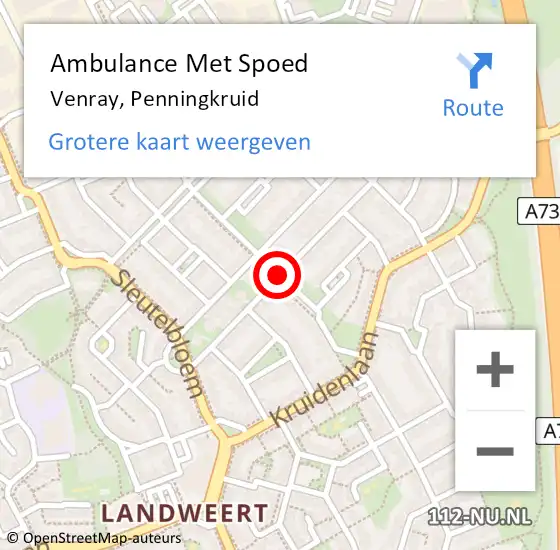 Locatie op kaart van de 112 melding: Ambulance Met Spoed Naar Venray, Penningkruid op 10 augustus 2018 13:12
