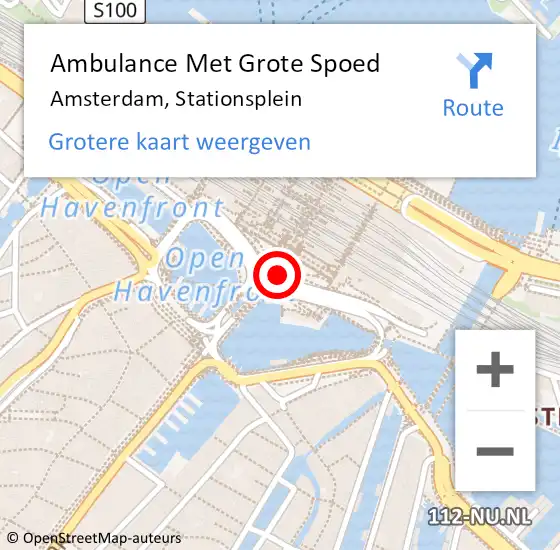 Locatie op kaart van de 112 melding: Ambulance Met Grote Spoed Naar Amsterdam, Stationsplein op 10 augustus 2018 16:06