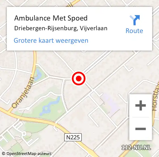 Locatie op kaart van de 112 melding: Ambulance Met Spoed Naar Driebergen-Rijsenburg, Vijverlaan op 10 augustus 2018 17:50