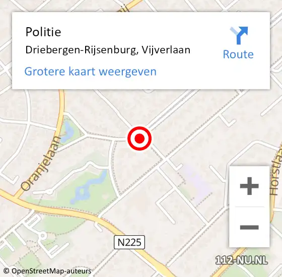 Locatie op kaart van de 112 melding: Politie Driebergen-Rijsenburg, Vijverlaan op 10 augustus 2018 18:01