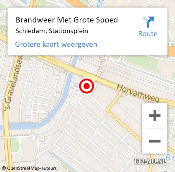 Locatie op kaart van de 112 melding: Brandweer Met Grote Spoed Naar Schiedam, Stationsplein op 10 augustus 2018 22:26