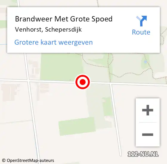 Locatie op kaart van de 112 melding: Brandweer Met Grote Spoed Naar Venhorst, Schepersdijk op 11 augustus 2018 01:39