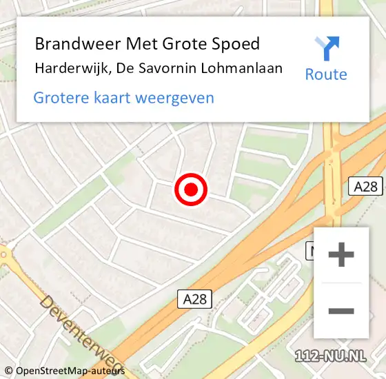 Locatie op kaart van de 112 melding: Brandweer Met Grote Spoed Naar Harderwijk, De Savornin Lohmanlaan op 11 augustus 2018 01:55