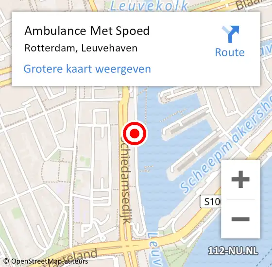 Locatie op kaart van de 112 melding: Ambulance Met Spoed Naar Rotterdam, Leuvehaven op 11 augustus 2018 02:24
