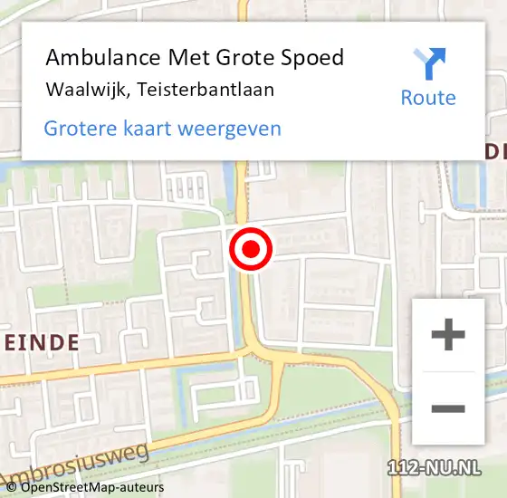 Locatie op kaart van de 112 melding: Ambulance Met Grote Spoed Naar Waalwijk, Teisterbantlaan op 11 augustus 2018 02:47