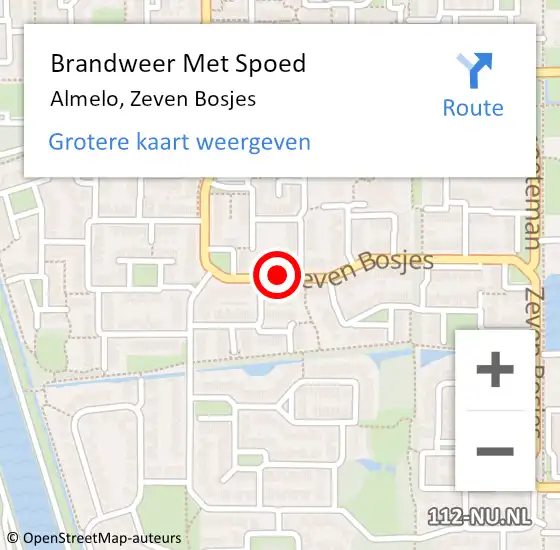 Locatie op kaart van de 112 melding: Brandweer Met Spoed Naar Almelo, Zeven Bosjes op 11 augustus 2018 03:12