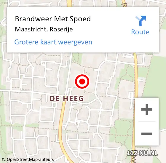 Locatie op kaart van de 112 melding: Brandweer Met Spoed Naar Maastricht, Roserije op 11 augustus 2018 03:50