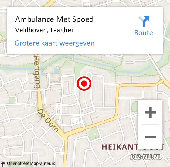 Locatie op kaart van de 112 melding: Ambulance Met Spoed Naar Veldhoven, Laaghei op 11 augustus 2018 06:10
