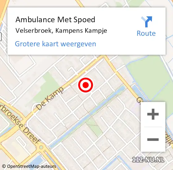 Locatie op kaart van de 112 melding: Ambulance Met Spoed Naar Velserbroek, Kampens Kampje op 11 augustus 2018 08:53