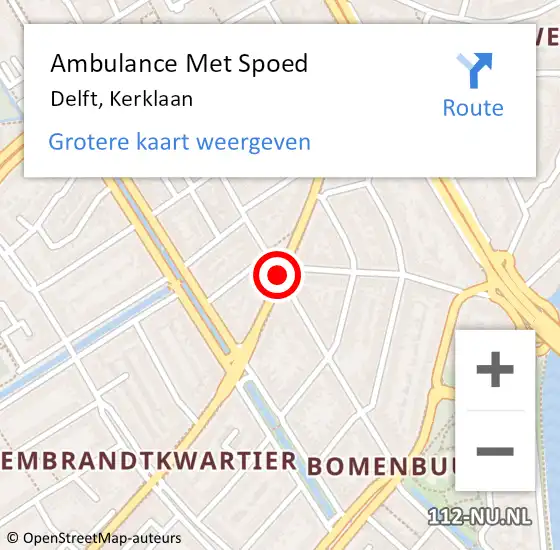 Locatie op kaart van de 112 melding: Ambulance Met Spoed Naar Delft, Kerklaan op 11 augustus 2018 10:40